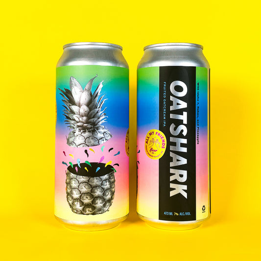 Oatshark - Fruited Oatcream IPA w Idaho 7, Rakau, Pineapple & Vanilla 7% - Collaboration w Bellwoods Brewery - 473ml Can